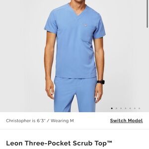 Figs Men's XL Leon Three-Pocket Scrub Top Ceil Blue